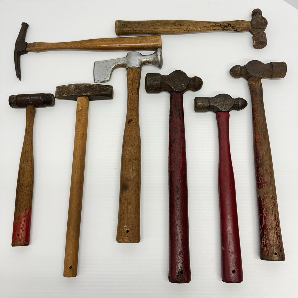 Lot of 8 Vintage Hammers Ball peen Tack Plumb Craftsman Carpenter